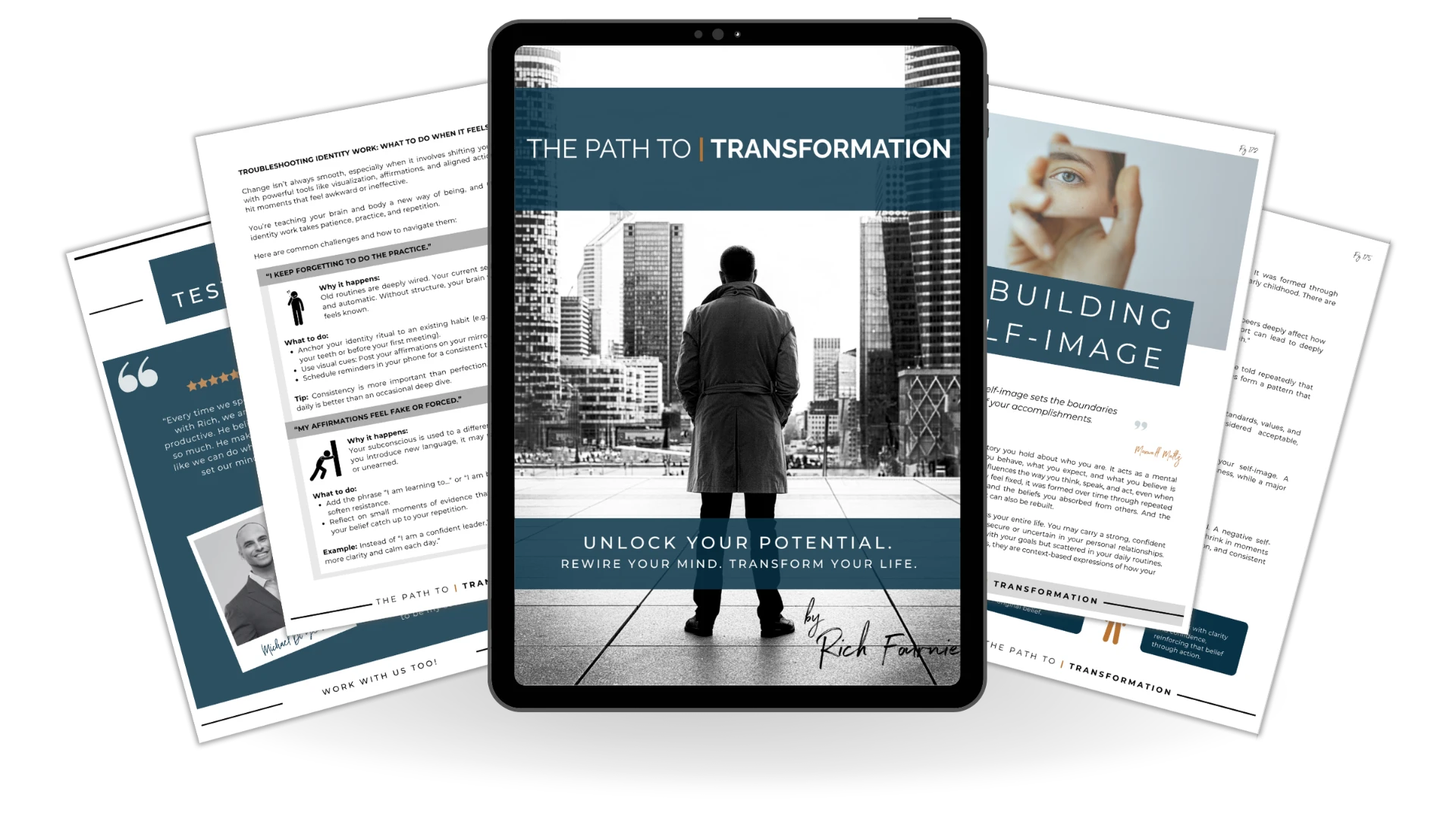 The Path to Transformation workbook and tablet system showing the structured six-month curriculum